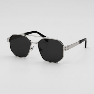 Hexa Aviator Sunglasses – Silver & Black - BLK-SG-0013