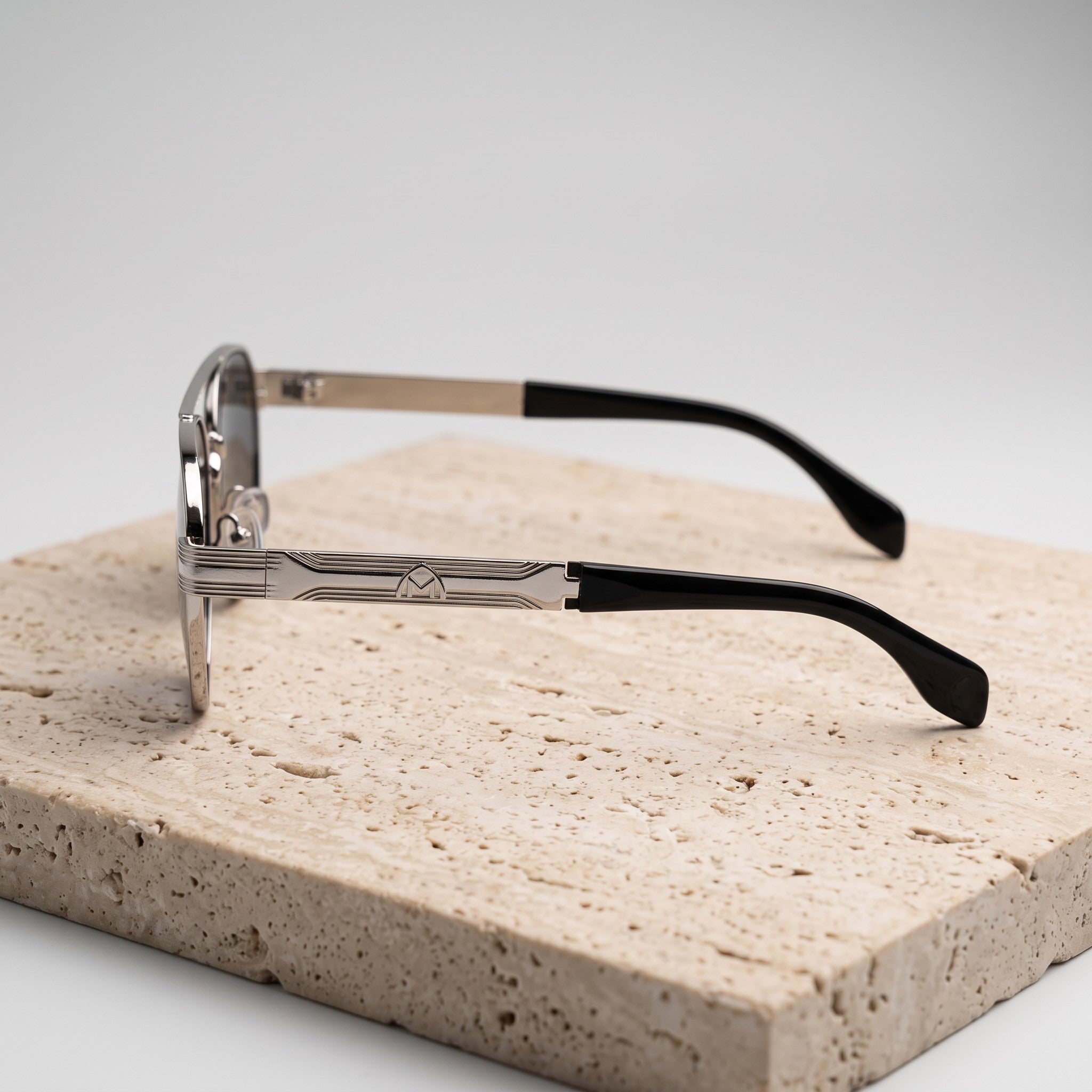 Hexa Aviator Sunglasses – Silver & Black - BLK-SG-0013
