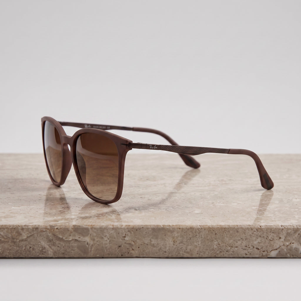 Ray-Ban Matte Brown Square Sunglasses - BLK-SG-0014