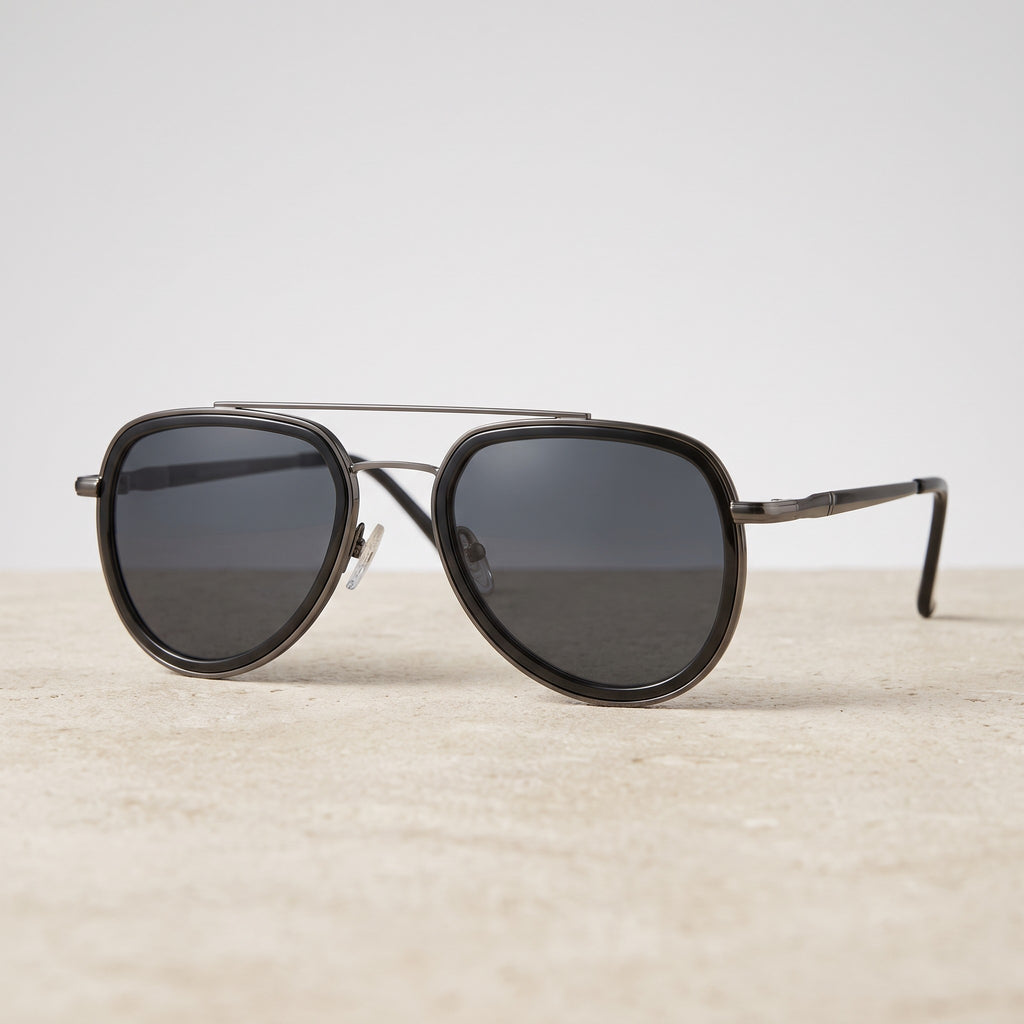 Classic Aviator  Gunmetal Black Sunglasses - BLK-SG-0015