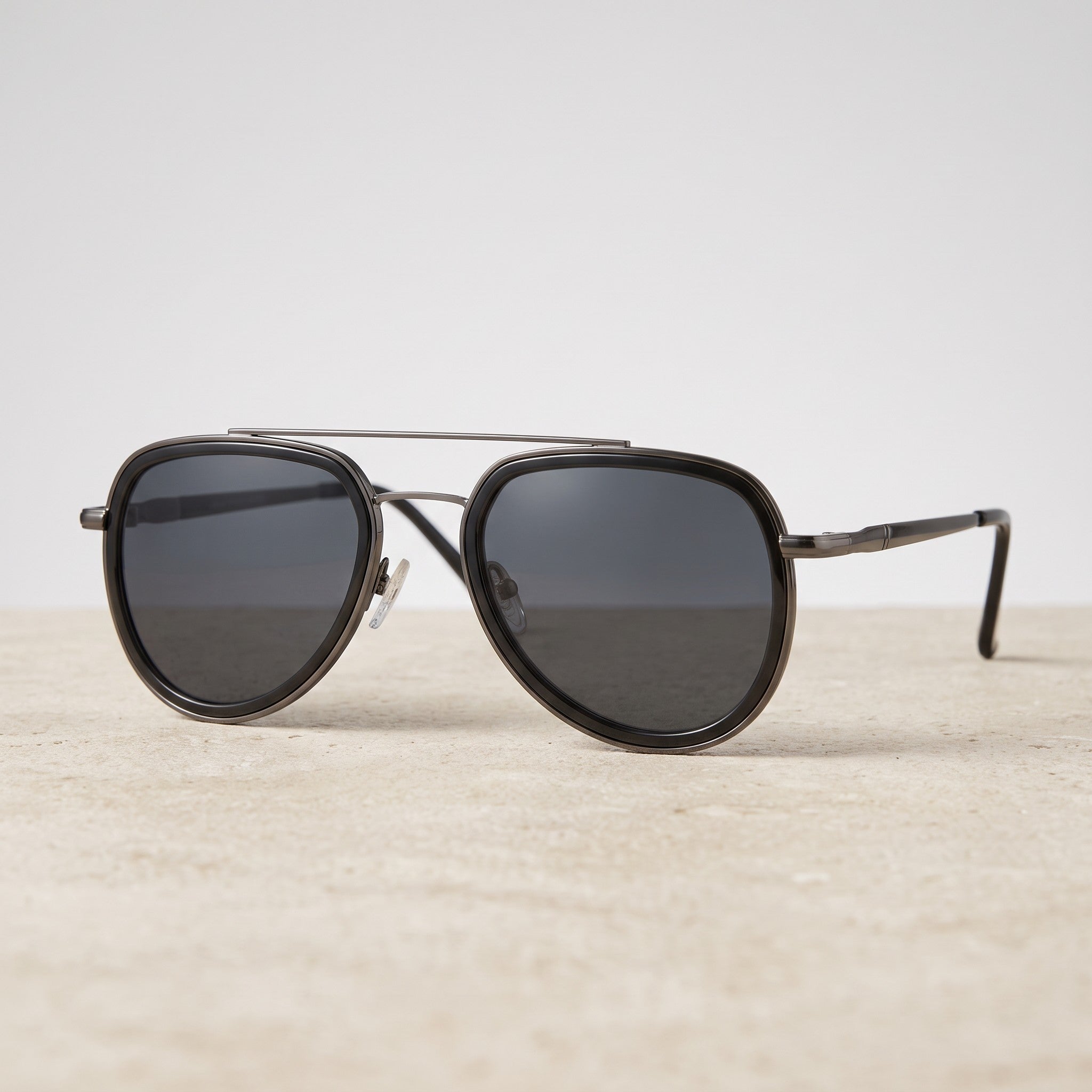 Classic Aviator  Gunmetal Black Sunglasses - BLK-SG-0015