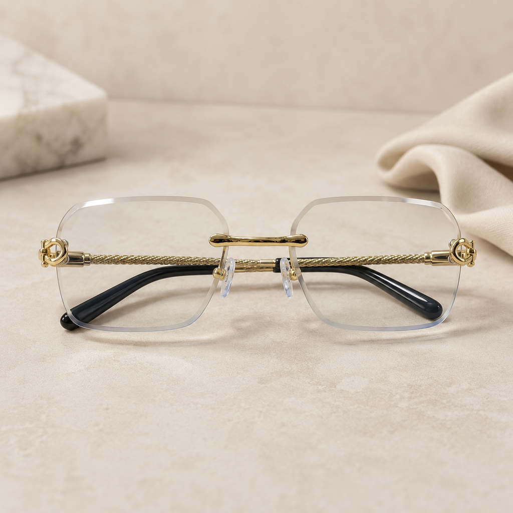 Cartier Rimless Rectangular Gold With Transition Glasses - CT-OF-0011