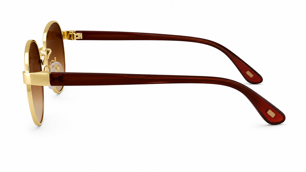 Gold UV400 Sunglasses – Vintage Metal Frame - BLK-SG-0003
