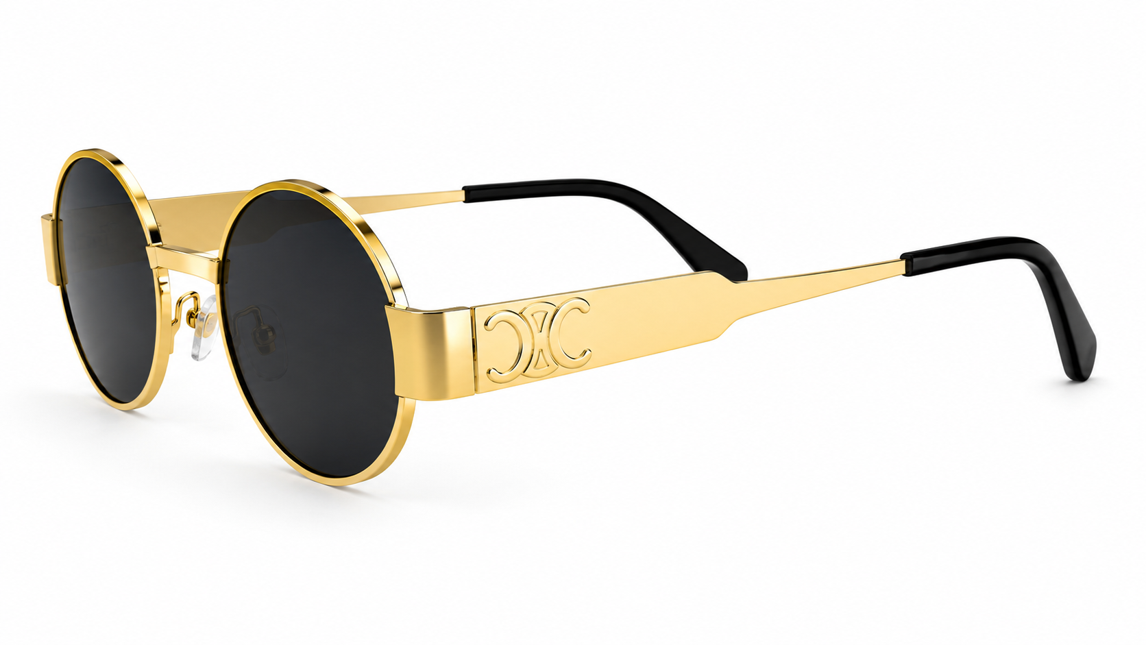 Gold Round Polarized Sunglasses – BLK-SG-0002