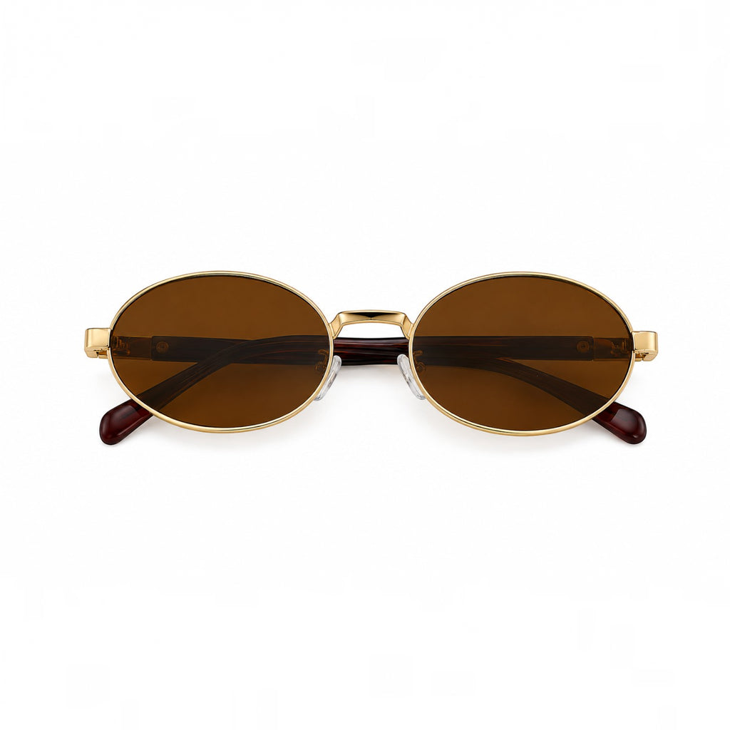 Polarized Oval Metal Sunglasses UV Protection - BLK-SG-0007