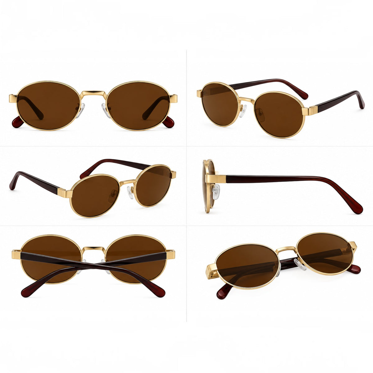 Polarized Oval Metal Sunglasses UV Protection - BLK-SG-0007