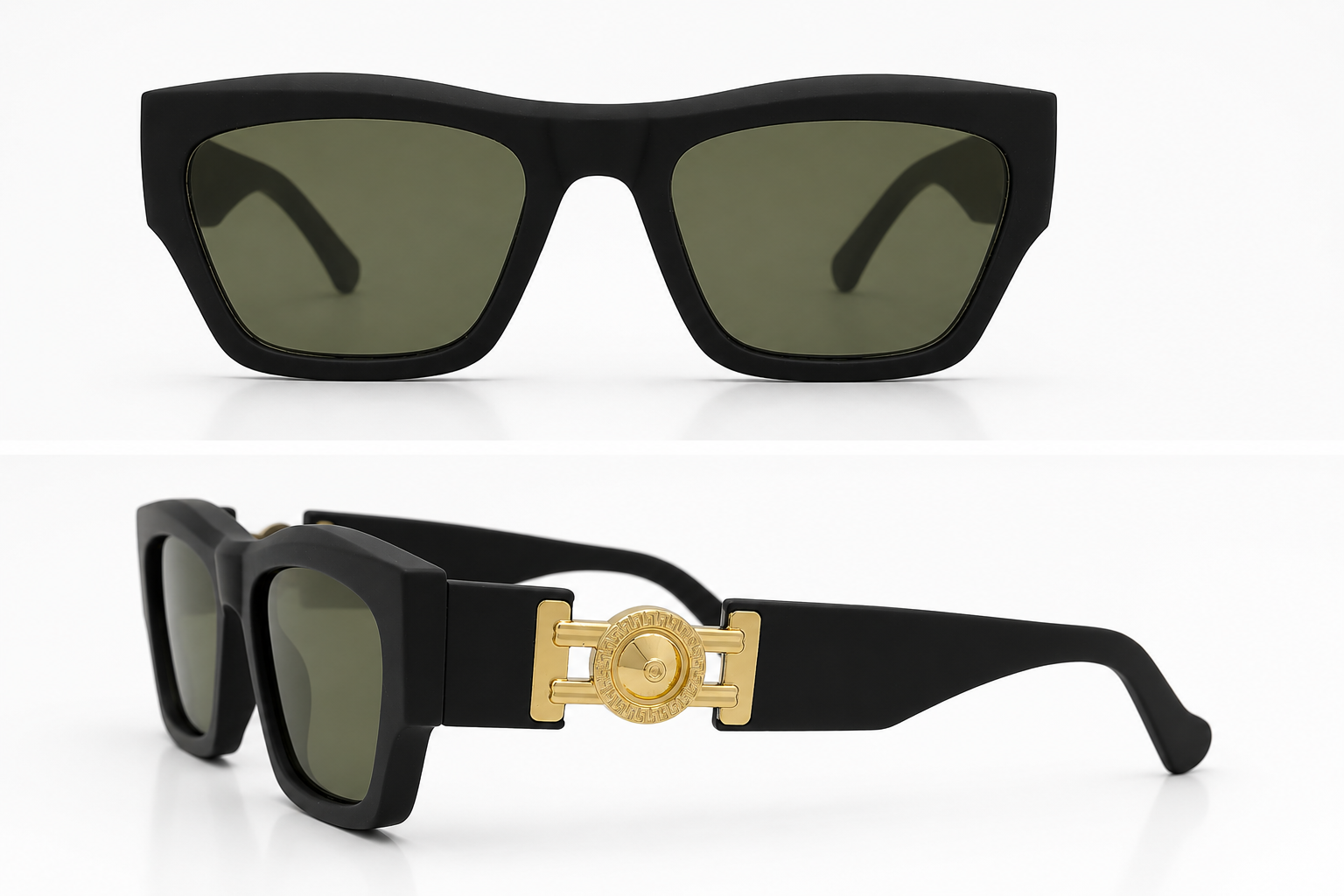 Polarized Rectangular Black Sunglasses  100% UV Protection | Premium Quality - BLK-SG-0008