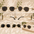 Ray-Ban Polarized Geometric Gold Metal Sunglasses - RB-SG-0001
