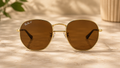 Product Title  Ray-Ban Polarized Geometric Gold Metal Sunglasses - RB-SG-0001