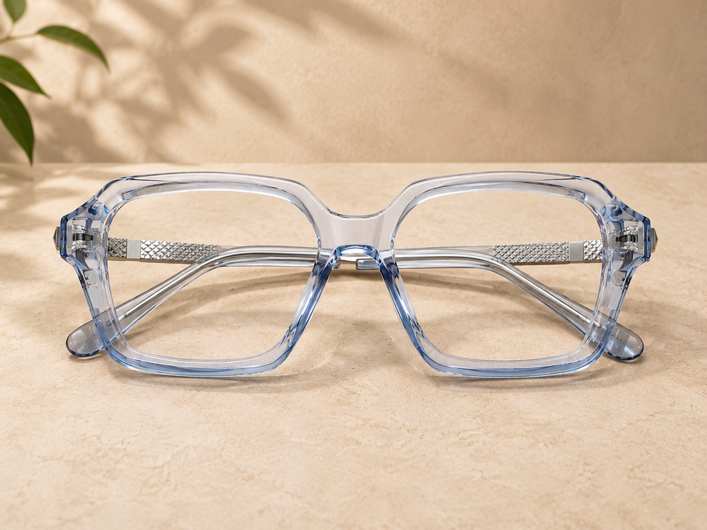 Product Title  BLINK Eyewear Crystal Blue Square Optical Frame  Premium Lightweight | Everyday Comfort - BLK-OF-0010