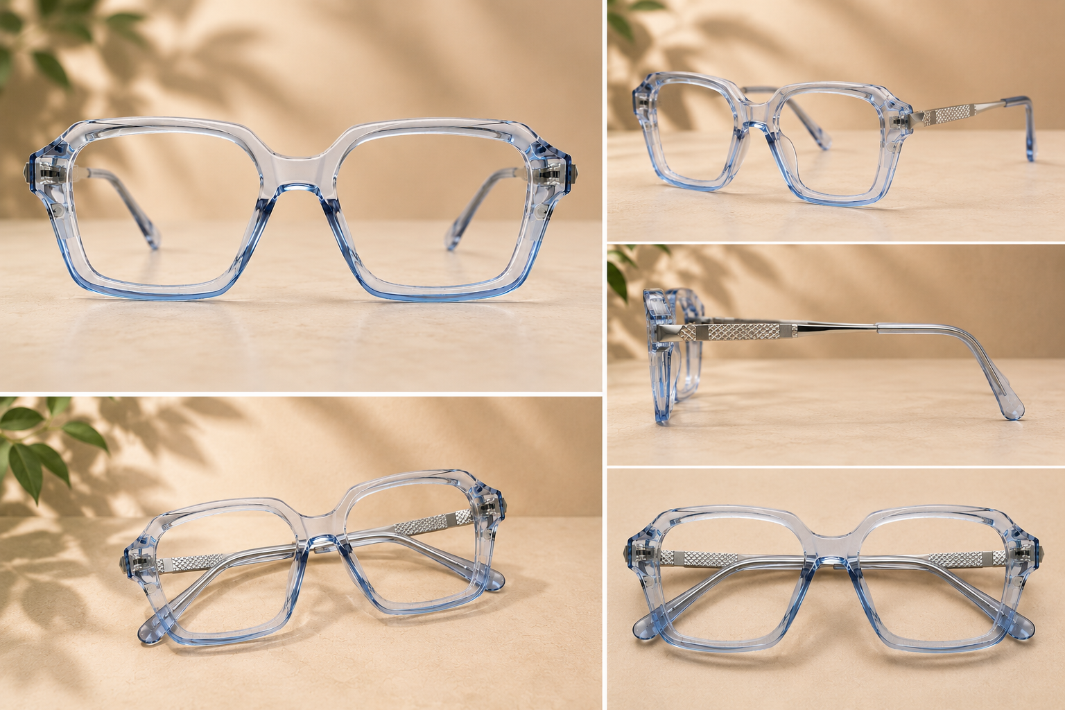 Product Title  BLINK Eyewear Crystal Blue Square Optical Frame  Premium Lightweight | Everyday Comfort - BLK-OF-0010