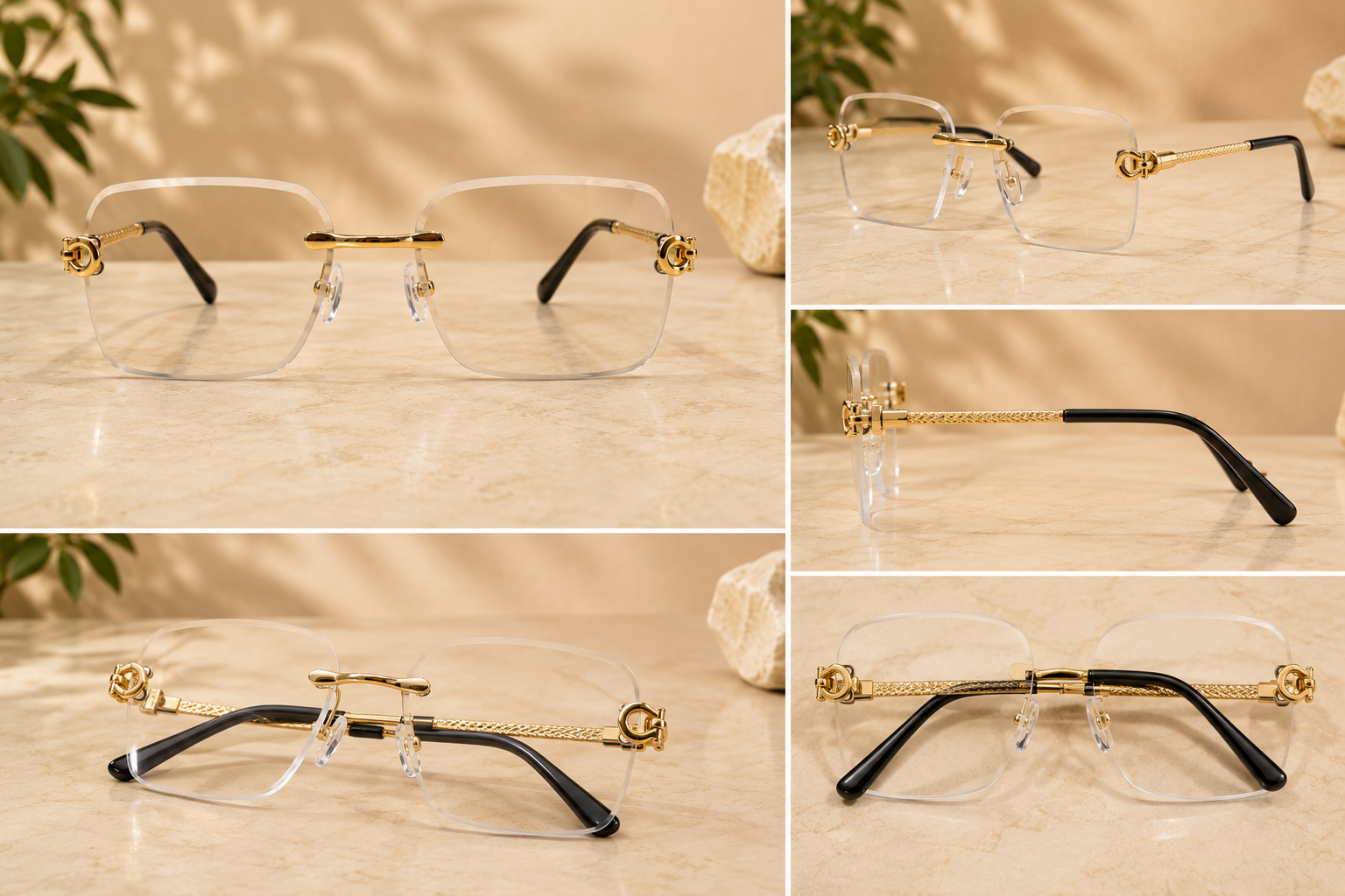 Cartier Rimless Rectangular Gold Optical Frame - CT-OF-0011