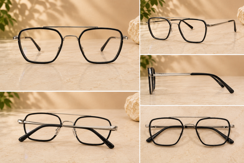 BLINK Eyewear Black Aviator Square Optical Frame  Premium Lightweight | Modern Business Collection - BLK-OF-0012