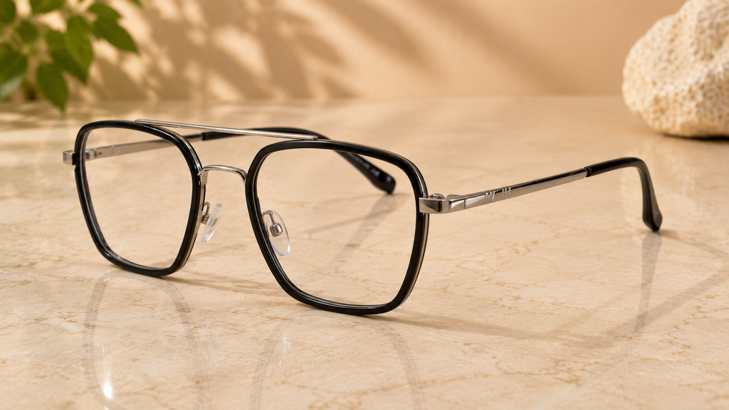 BLINK Eyewear Black Aviator Square Optical Frame  Premium Lightweight | Modern Business Collection - BLK-OF-0012