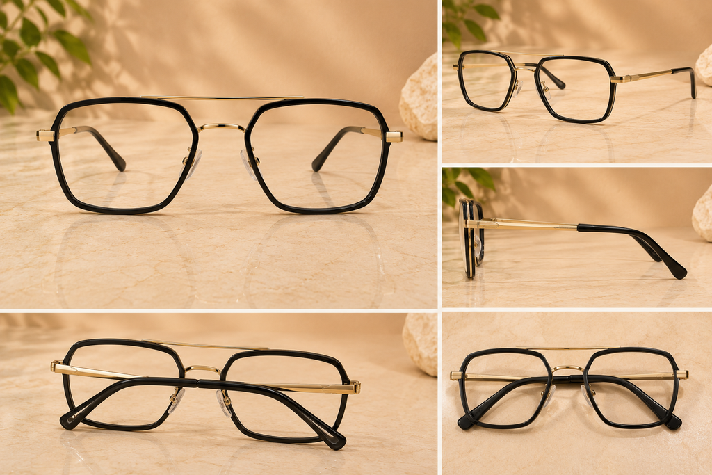 BLINK Eyewear Black Aviator Square Optical Frame  Premium Lightweight | Modern Business Collection - BLK-OF-0012