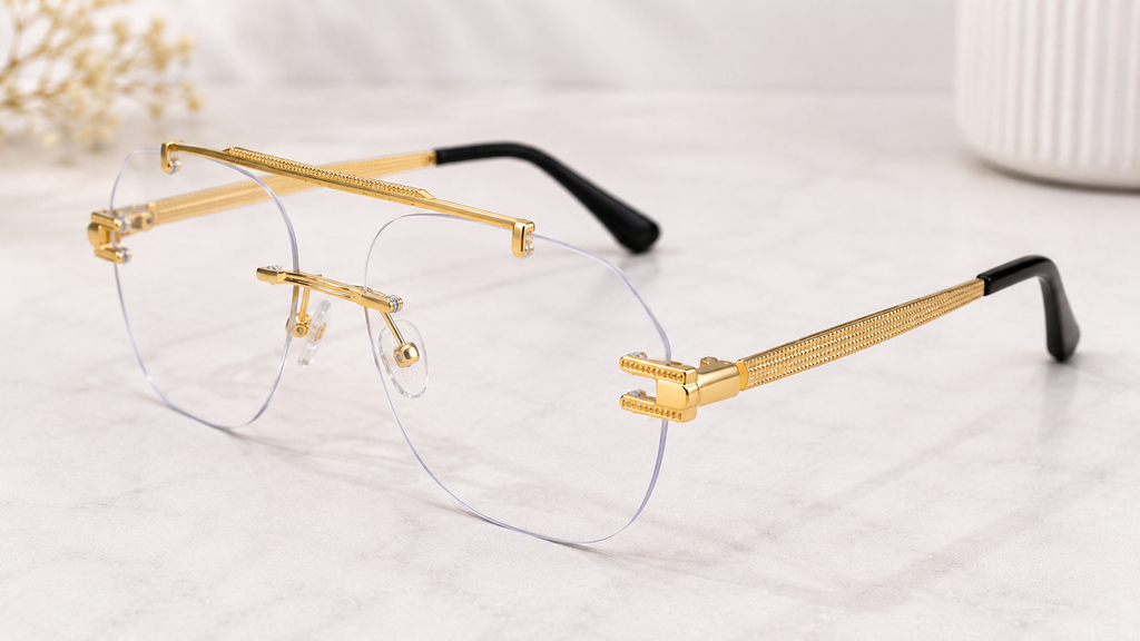Cartier Rimless Navigator Gold Optical Frame With Transition Glasses  Luxury Collection | Premium Titanium Construction  - CT-OF-0013