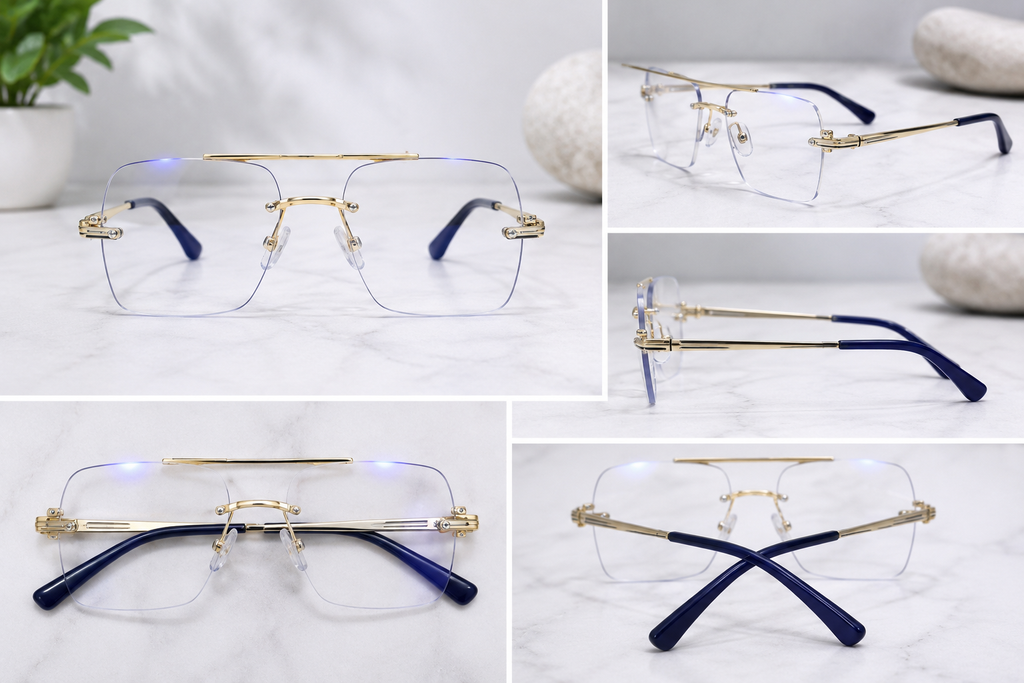 Cartier Rimless Oversized Square Gold Optical Frame With Transition Glasses  Luxury Collection | Premium Titanium Construction - CT-OF-0014