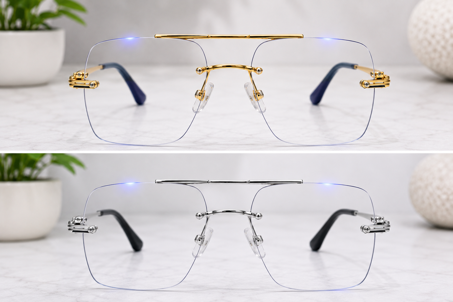 Cartier Rimless Oversized Square Gold Optical Frame With Transition Glasses  Luxury Collection | Premium Titanium Construction - CT-OF-0014