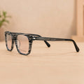 Premium Striped Crystal Square Eyeglasses - BLK-OF-0024