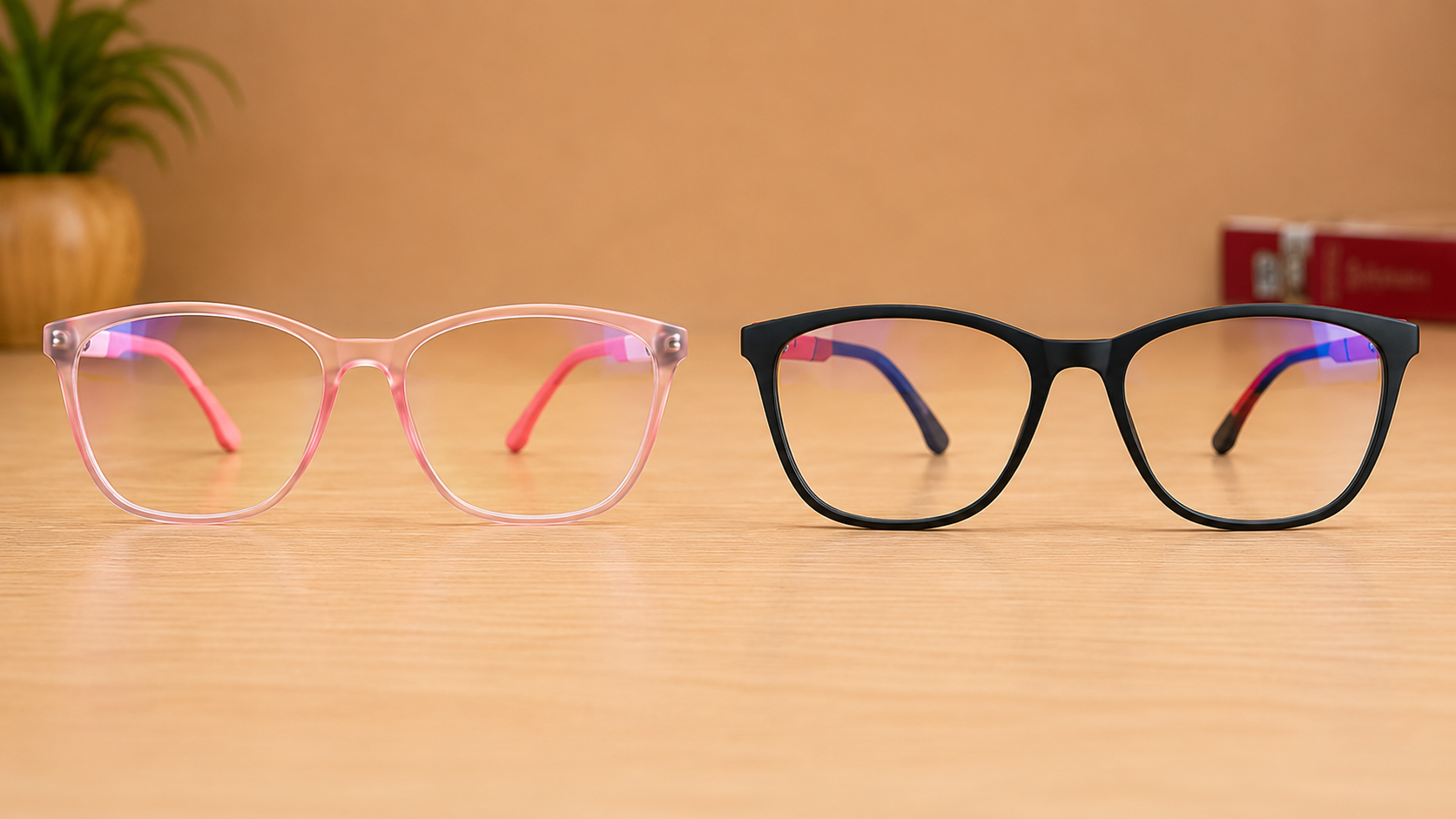 Blink Eyewear Lightweight TR Rectangular Eyeglasses – Crystal Pink & Matte Black - Blink Eyewear Lightweight TR Rectangular Eyeglasses – Available in Crystal Pink & Matte Black