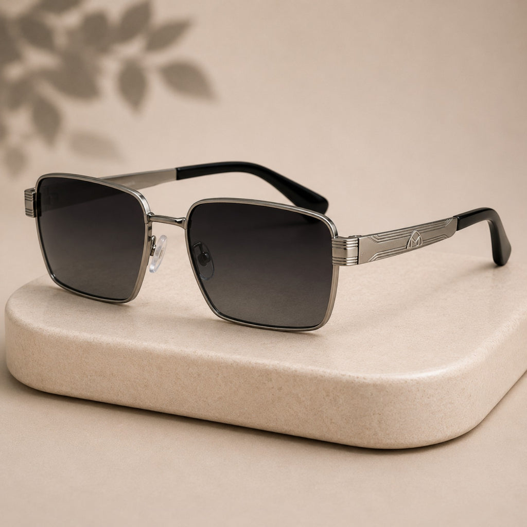Square Metal Sunglasses UV Protection - BLK-SG-0005