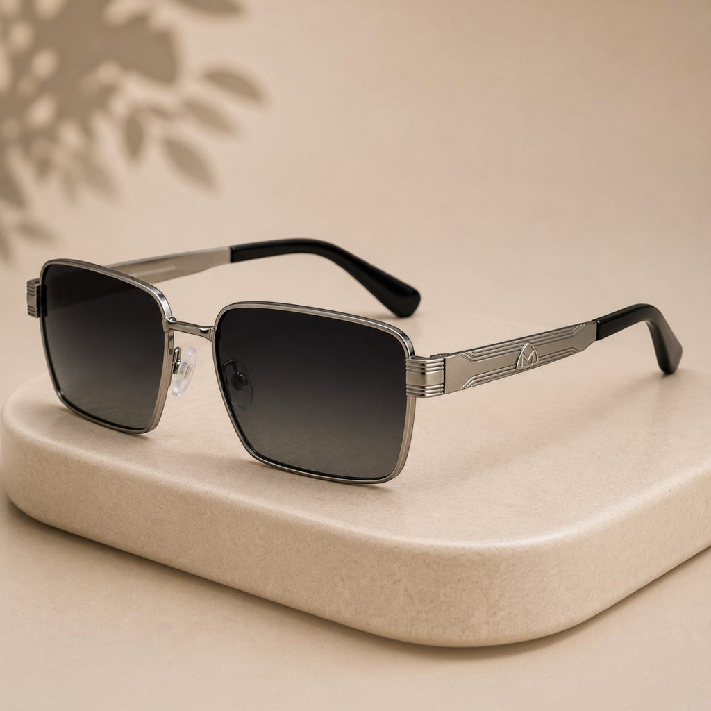 Square Metal Sunglasses UV Protection - BLK-SG-0005