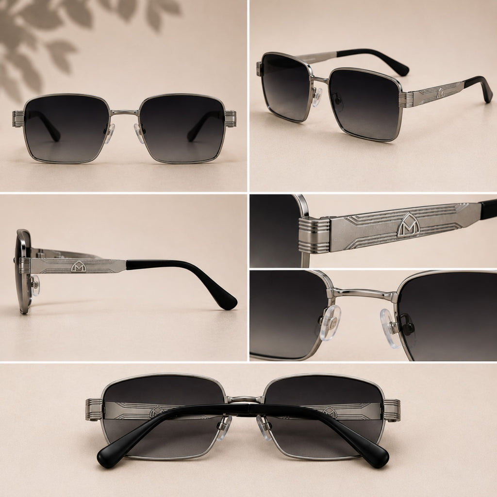 Square Metal Sunglasses UV Protection - BLK-SG-0005