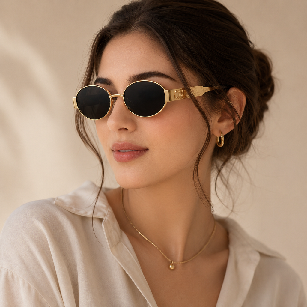 Gold Round Polarized Sunglasses – BLK-SG-0002