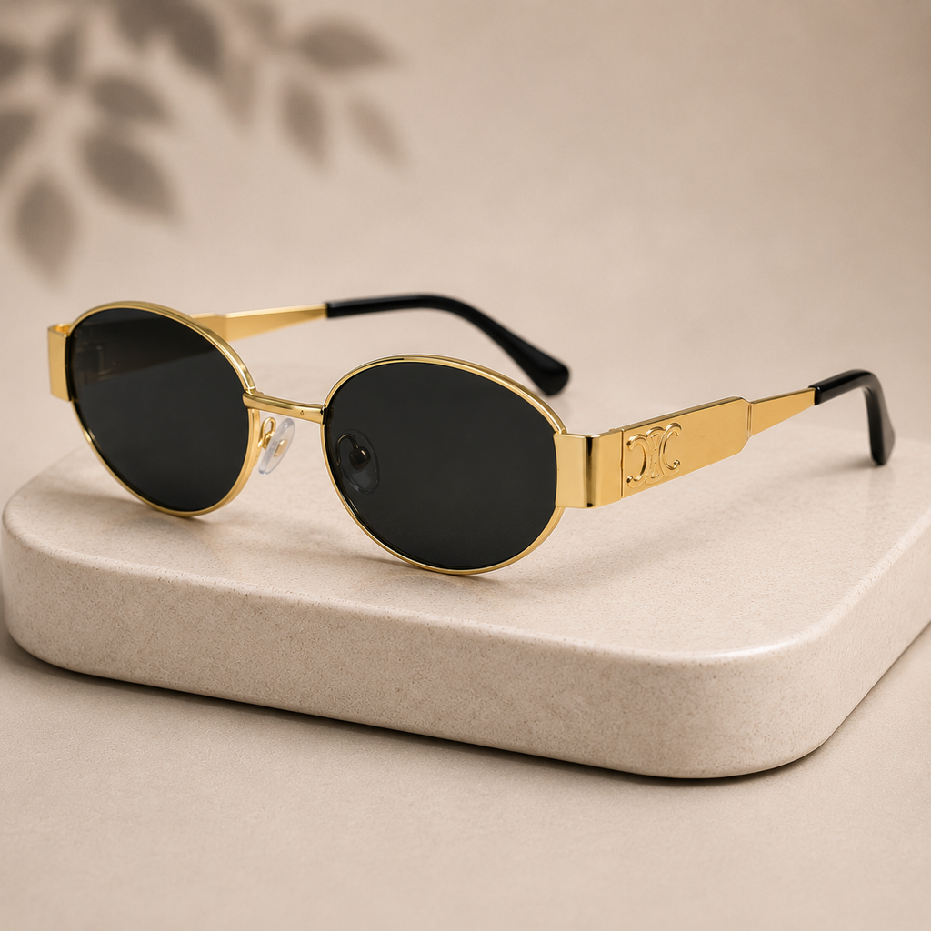 Gold Round Polarized Sunglasses – BLK-SG-0002