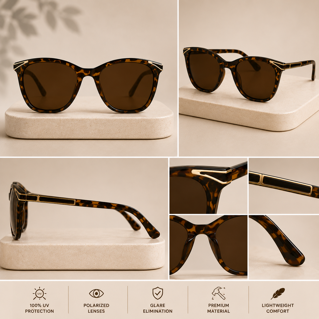 Premium Tortoiseshell Polarized Sunglasses -  BLK-SG-0001