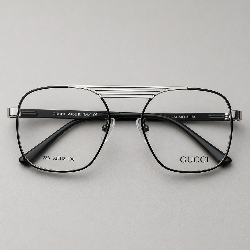 Gucci Signature Navigator Optical Frame – Black & Gold - BLK-OF-0043-GC-SL