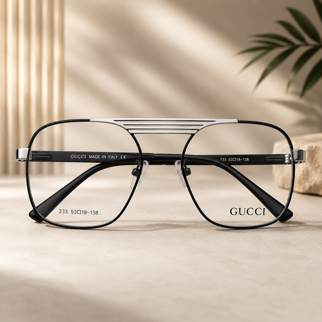 Gucci Signature Navigator Optical Frame – Black & Gold - BLK-OF-0043-GC-SL