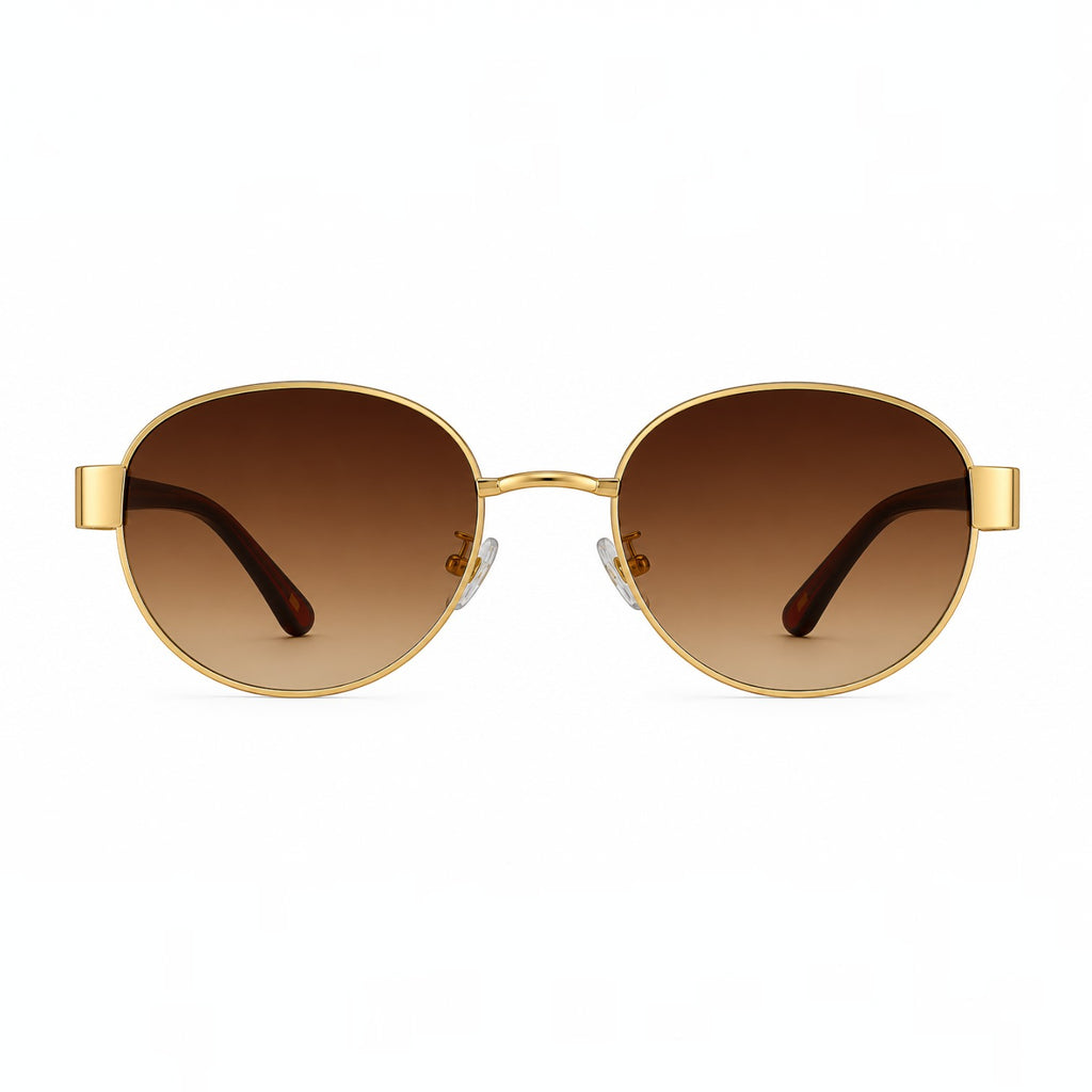 Gold UV400 Sunglasses – Vintage Metal Frame - BLK-SG-0003
