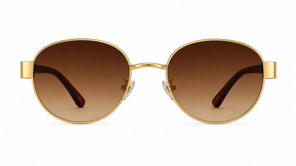 Gold UV400 Sunglasses – Vintage Metal Frame - BLK-SG-0003