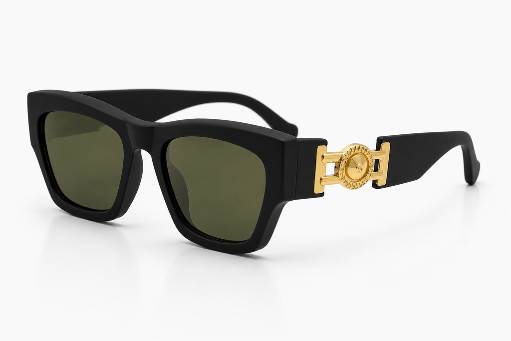 Polarized Rectangular Black Sunglasses  100% UV Protection | Premium Quality - BLK-SG-0008