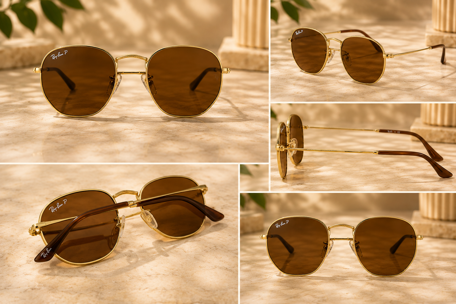 Product Title  Ray-Ban Polarized Geometric Gold Metal Sunglasses - RB-SG-0001