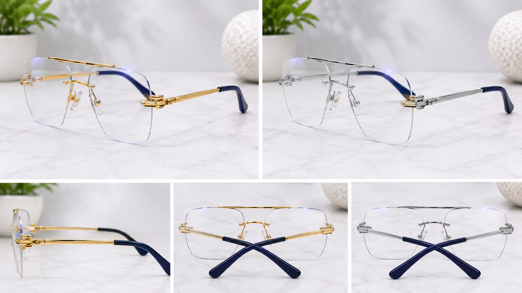 Cartier Rimless Oversized Square Gold Optical Frame With Transition Glasses  Luxury Collection | Premium Titanium Construction - CT-OF-0014