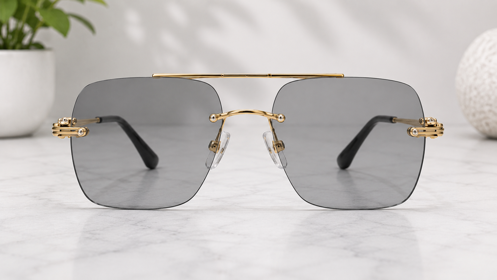 Cartier Rimless Oversized Square Gold Optical Frame With Transition Glasses  Luxury Collection | Premium Titanium Construction - CT-OF-0014