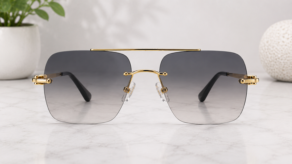 Cartier Rimless Navigator Gold Optical Frame With Transition Glasses  Luxury Collection | Premium Titanium Construction  - CT-OF-0013
