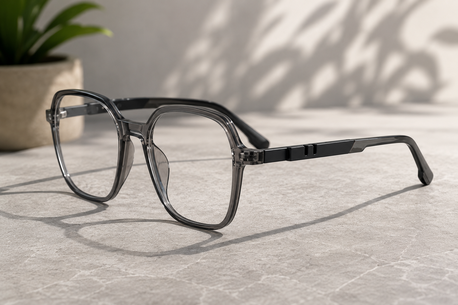 BLINK Eyewear Crystal Smoke Square Optical Frame  Premium Lightweight | Everyday Comfort - BLK-OF-0016