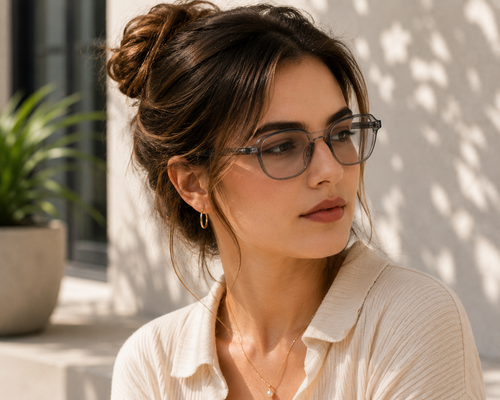 BLINK Eyewear Crystal Smoke Square Optical Frame  Premium Lightweight | Everyday Comfort - BLK-OF-0016