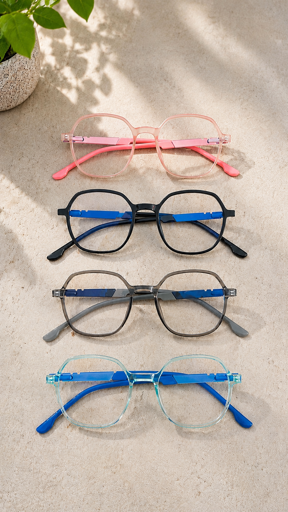 BLINK Eyewear Crystal Smoke Square Optical Frame  Premium Lightweight | Everyday Comfort - BLK-OF-0016