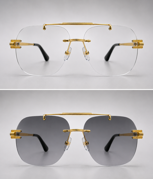 Cartier Rimless Navigator Gold With Transition Glasses - CT-OF-0013