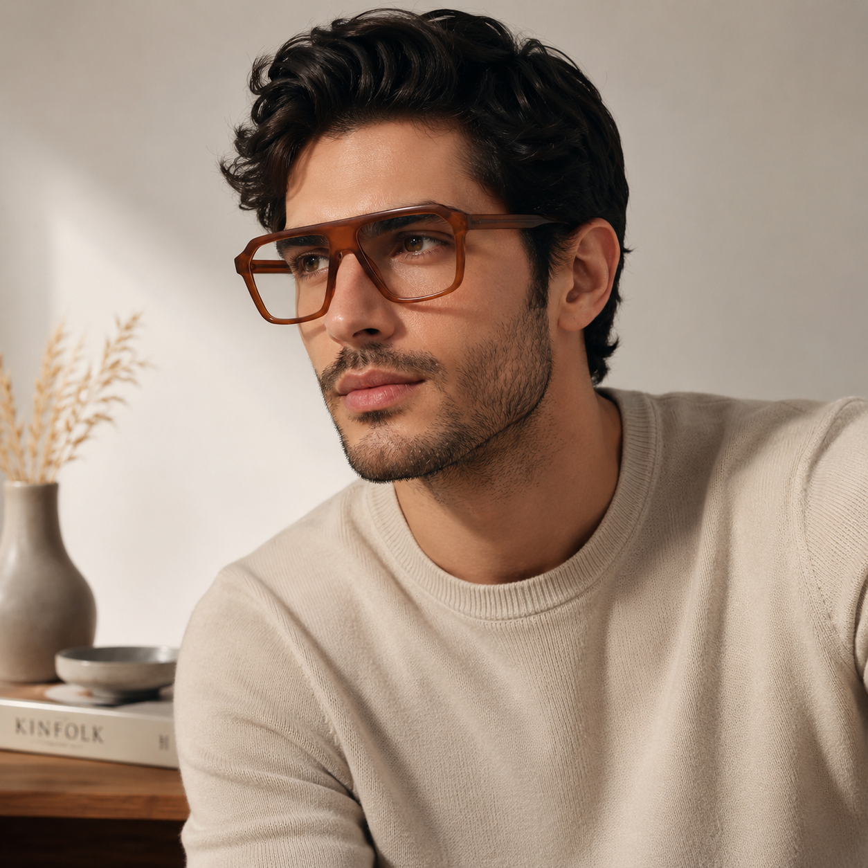 David Jacob Atlas Premium Amber Oversized Frame -  DJ-PR-0017