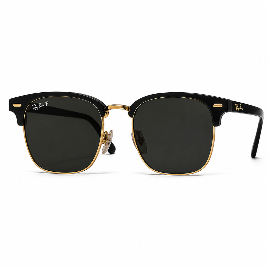 Ray-Ban P Clubmaster Gold Edge Polarized Sunglasses - RB-BLK-SG-0016