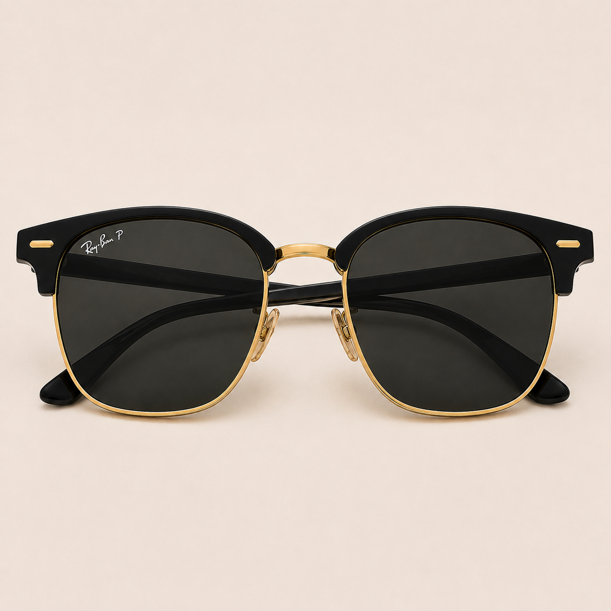 Ray-Ban P Clubmaster Gold Edge Polarized Sunglasses - RB-BLK-SG-0016